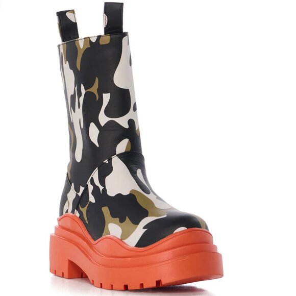 Callie Lives Miz Azalea Wang Camo Tangerine Rain Bootie 8 8.5 - Picture 10 of 10